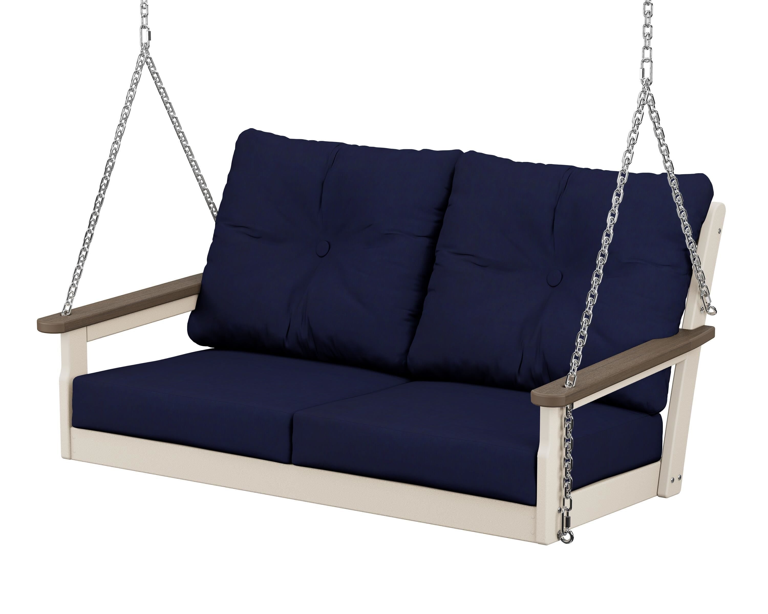 POLYWOOD® Vineyard Deep Seating Swing in Sand / Kona / Navy