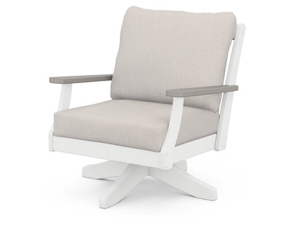 POLYWOOD® Braxton Deep Seating Swivel Chair in White / Driftwood / Cast Ash