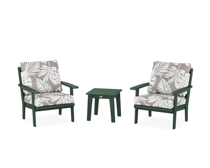 POLYWOOD® Oxford 3-Piece Deep Seating Set in Green / Leaf Grey Mist