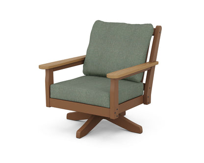 POLYWOOD® Chippendale Deep Seating Swivel Chair in Teak / Natural / Cast Sage
