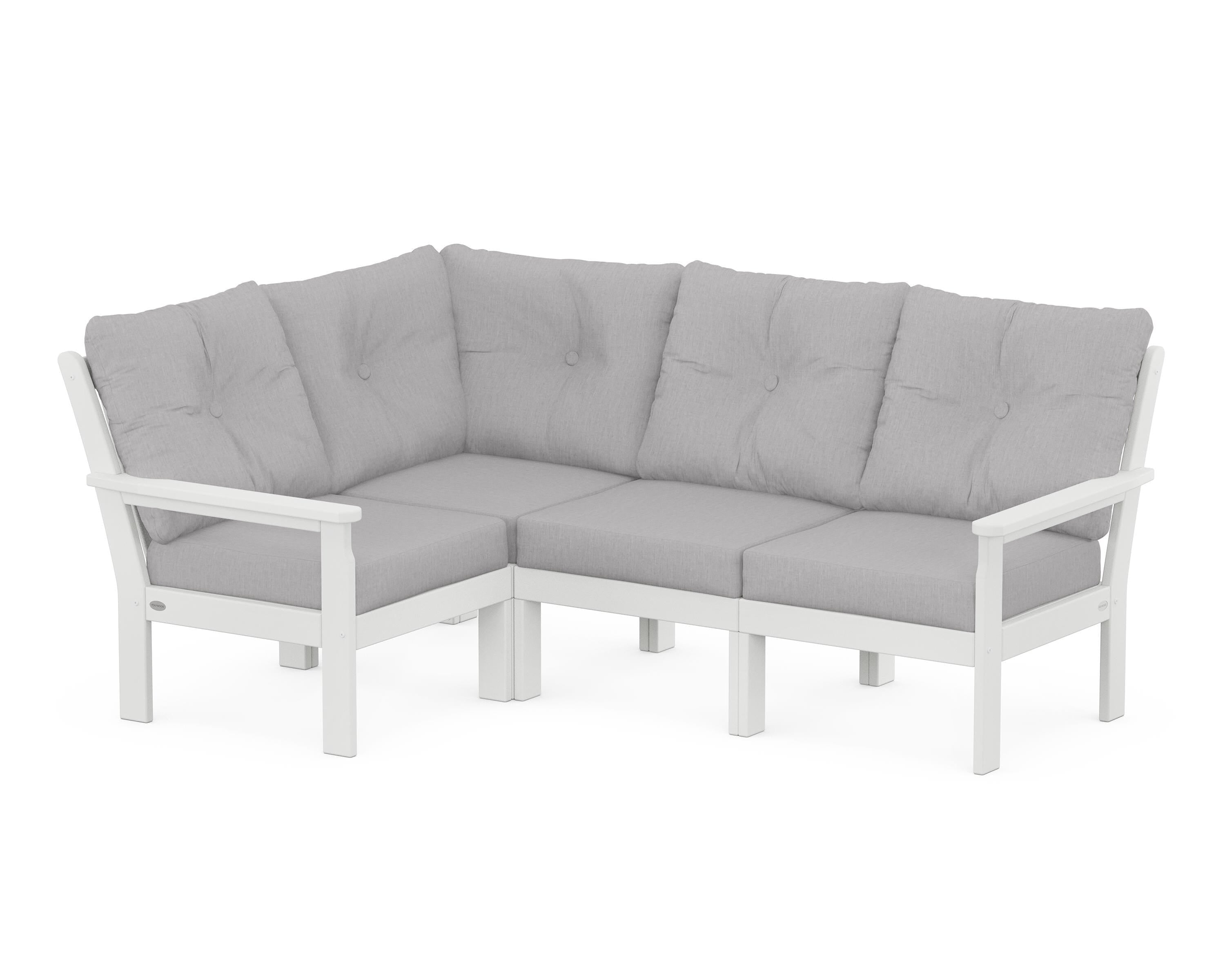 POLYWOOD® Vineyard 4-Piece Sectional in White / Granite