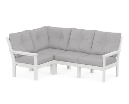 POLYWOOD® Vineyard 4-Piece Sectional in White / Granite