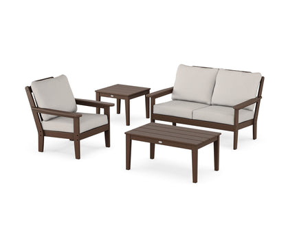 Country Living Wovendale 4-Piece Deep Seating Set in Mahogany / Cast Ash