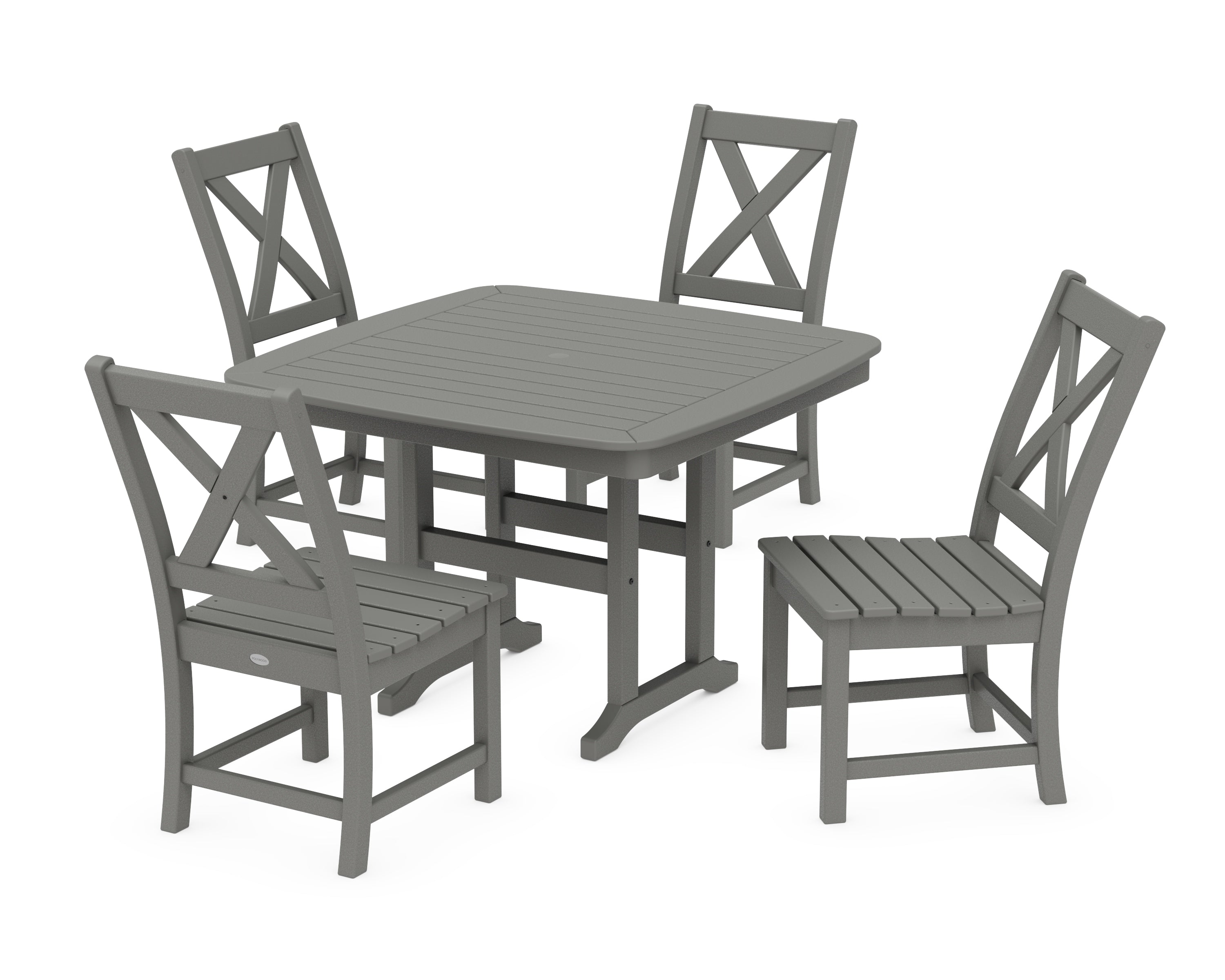 POLYWOOD® Braxton Side Chair 5-Piece Dining Set with Trestle Legs in Slate Grey