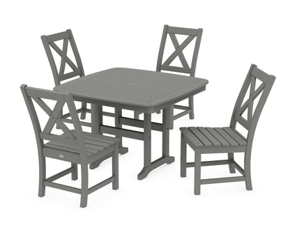 POLYWOOD® Braxton Side Chair 5-Piece Dining Set with Trestle Legs in Slate Grey