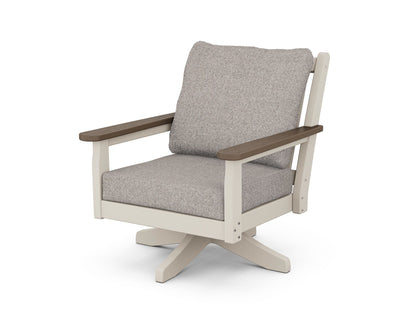 POLYWOOD® Chippendale Deep Seating Swivel Chair in Sand / Kona / Weathered Tweed