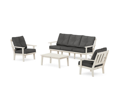 POLYWOOD® Oxford 4-Piece Deep Seating Set with Sofa in Sand / Spectrum Carbon