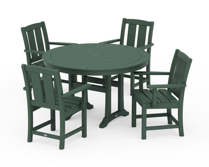 POLYWOOD® Mission 5-Piece Round Dining Set with Trestle Legs in Green