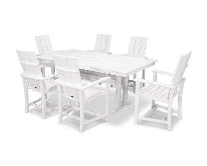 POLYWOOD® Modern Adirondack 7-Piece Farmhouse Dining Set with Trestle Legs in White