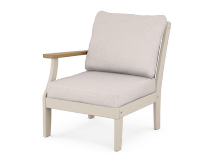 POLYWOOD® Braxton Modular Left Arm Chair in Sand / Natural / Dune Burlap