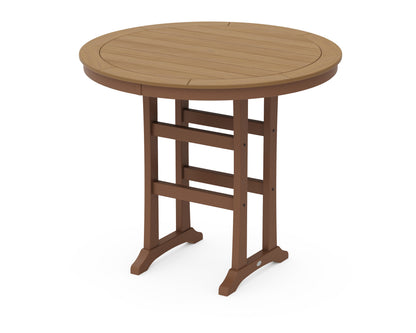 POLYWOOD® Nautical Trestle 48" Round Bar Table in Teak / Natural