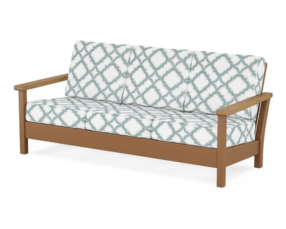 POLYWOOD® Harbour Deep Seating Sofa in Teak / Natural / Trellis Glacier Spa