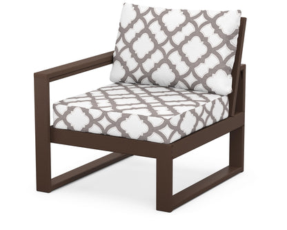 POLYWOOD® EDGE Modular Left Arm Chair in Mahogany / Trellis Grey Mist