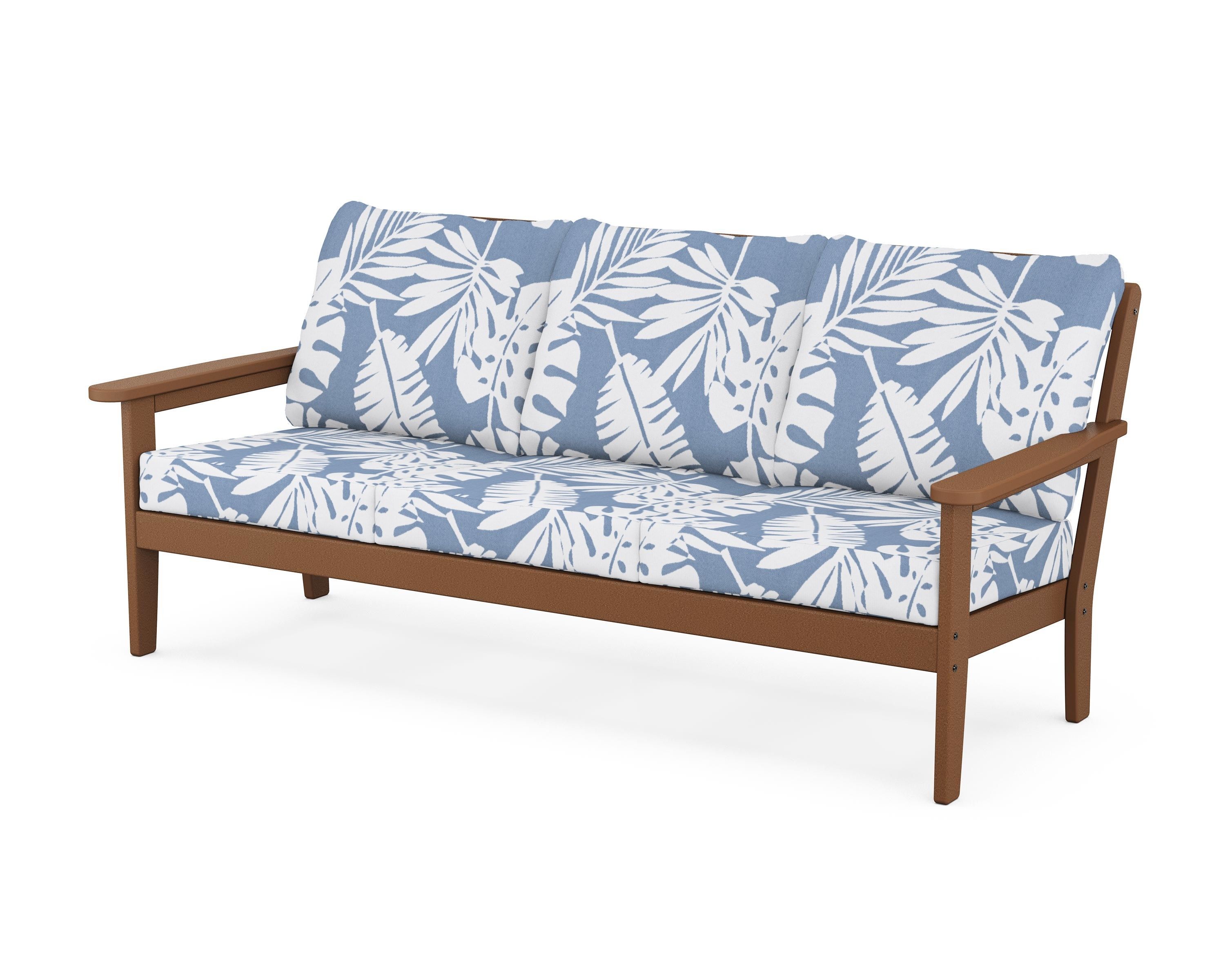 Country Living Cottage Deep Seating Sofa in Teak / Leaf Sky Blue