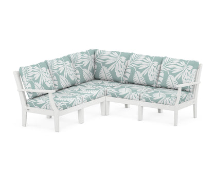POLYWOOD® Braxton Modular 5-Piece Deep Seating Set in White / Leaf Glacier Spa