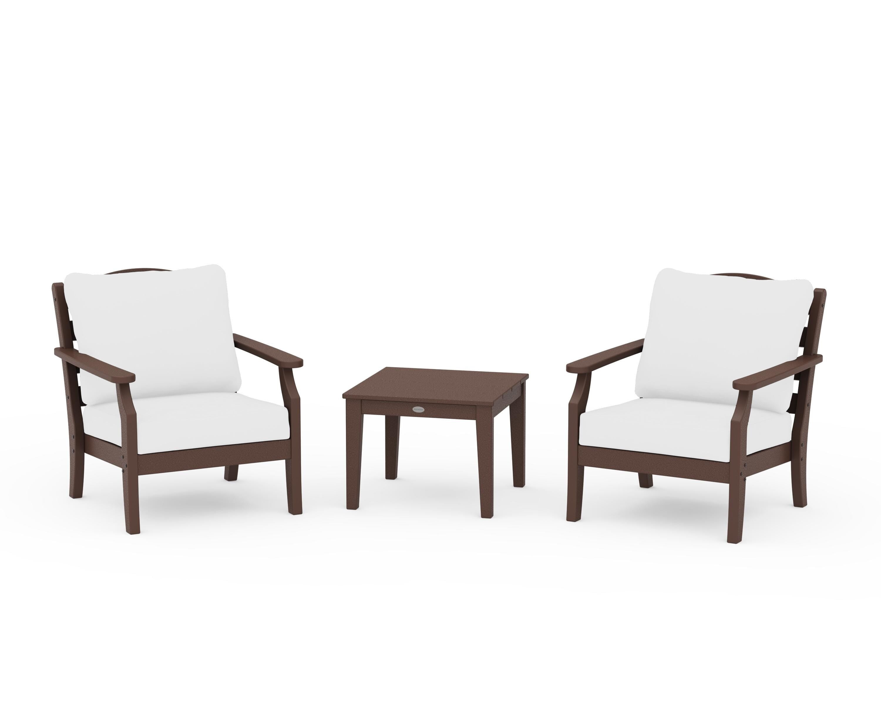 Draper James™ by  POLYWOOD® Savannah 3-Piece Deep Seating Set in Mahogany / Natural