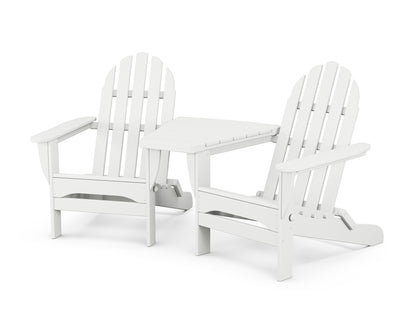 POLYWOOD® Classic Folding Adirondacks with Angled Connecting Table in White