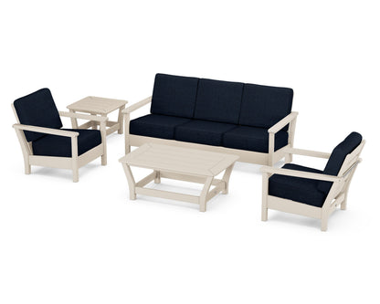 POLYWOOD® Harbour 5-Piece Deep Seating Set in Sand / Marine Indigo