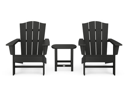 POLYWOOD® Wave 3-Piece Adirondack Chair Set with The Crest Chairs in Black