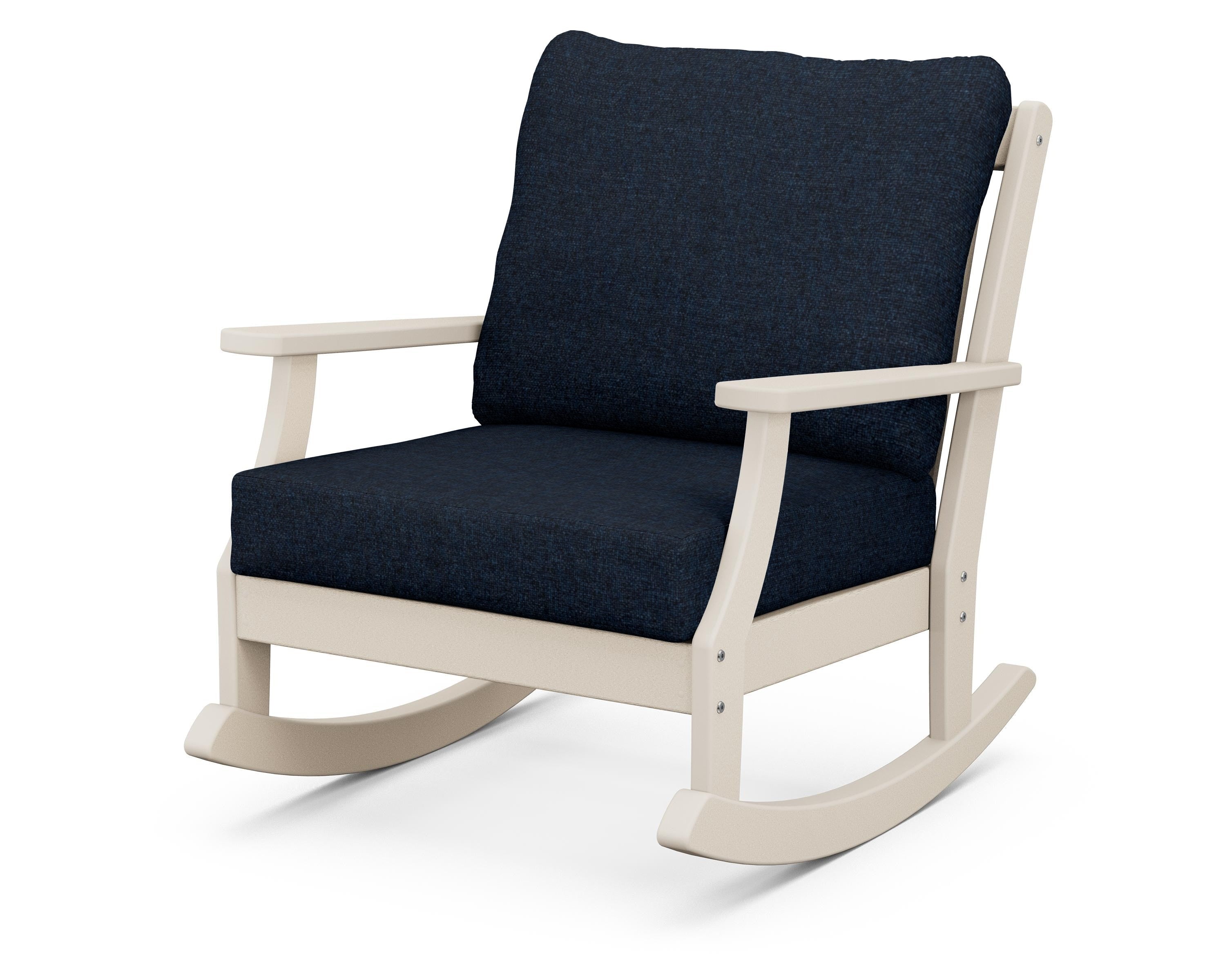 POLYWOOD® Braxton Deep Seating Rocking Chair in Sand / Marine Indigo