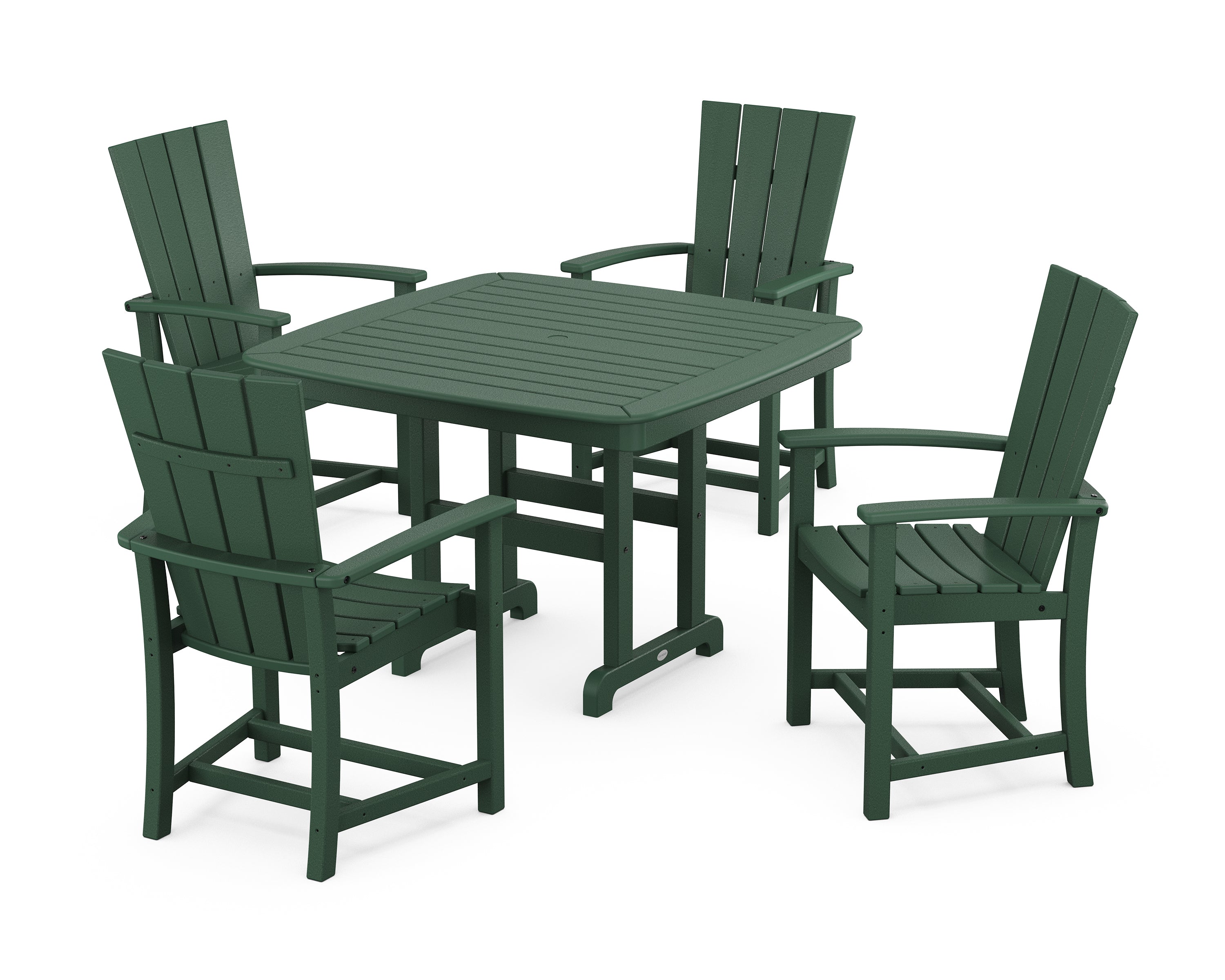 POLYWOOD® Quattro 5-Piece Dining Set with Trestle Legs in Green