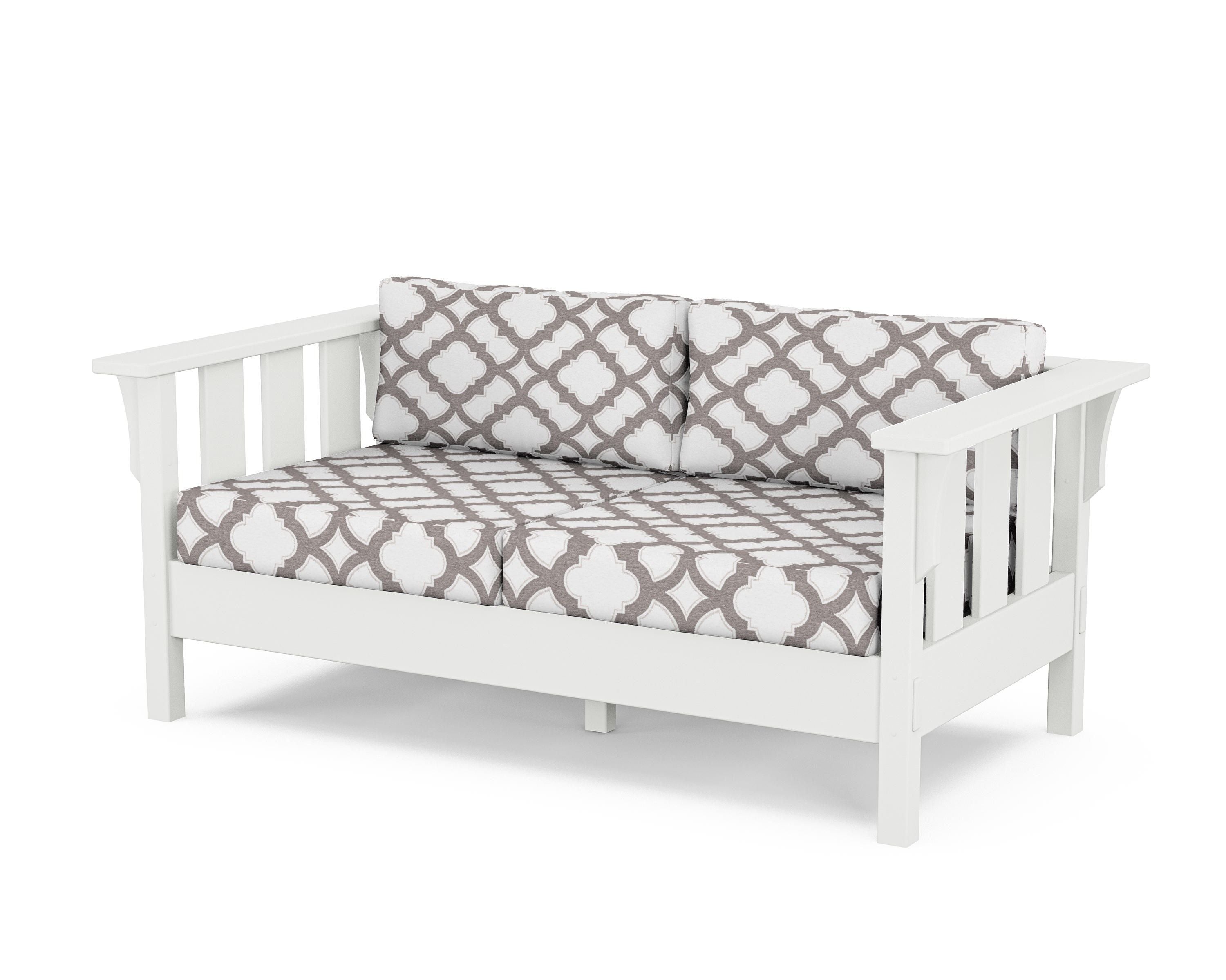 Martha Stewart by POLYWOOD® Acadia Deep Seating Loveseat in White / Trellis Grey Mist