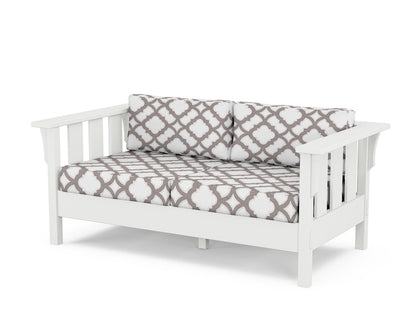 Martha Stewart by POLYWOOD® Acadia Deep Seating Loveseat in White / Trellis Grey Mist