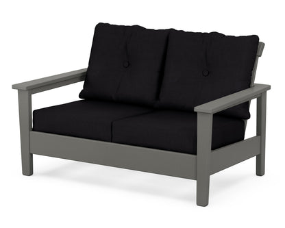 POLYWOOD® Prescott Deep Seating Loveseat in Slate Grey / Midnight Linen