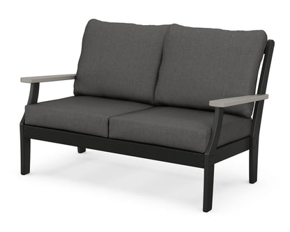 POLYWOOD® Braxton Deep Seating Loveseat in Black / Driftwood / Spectrum Carbon