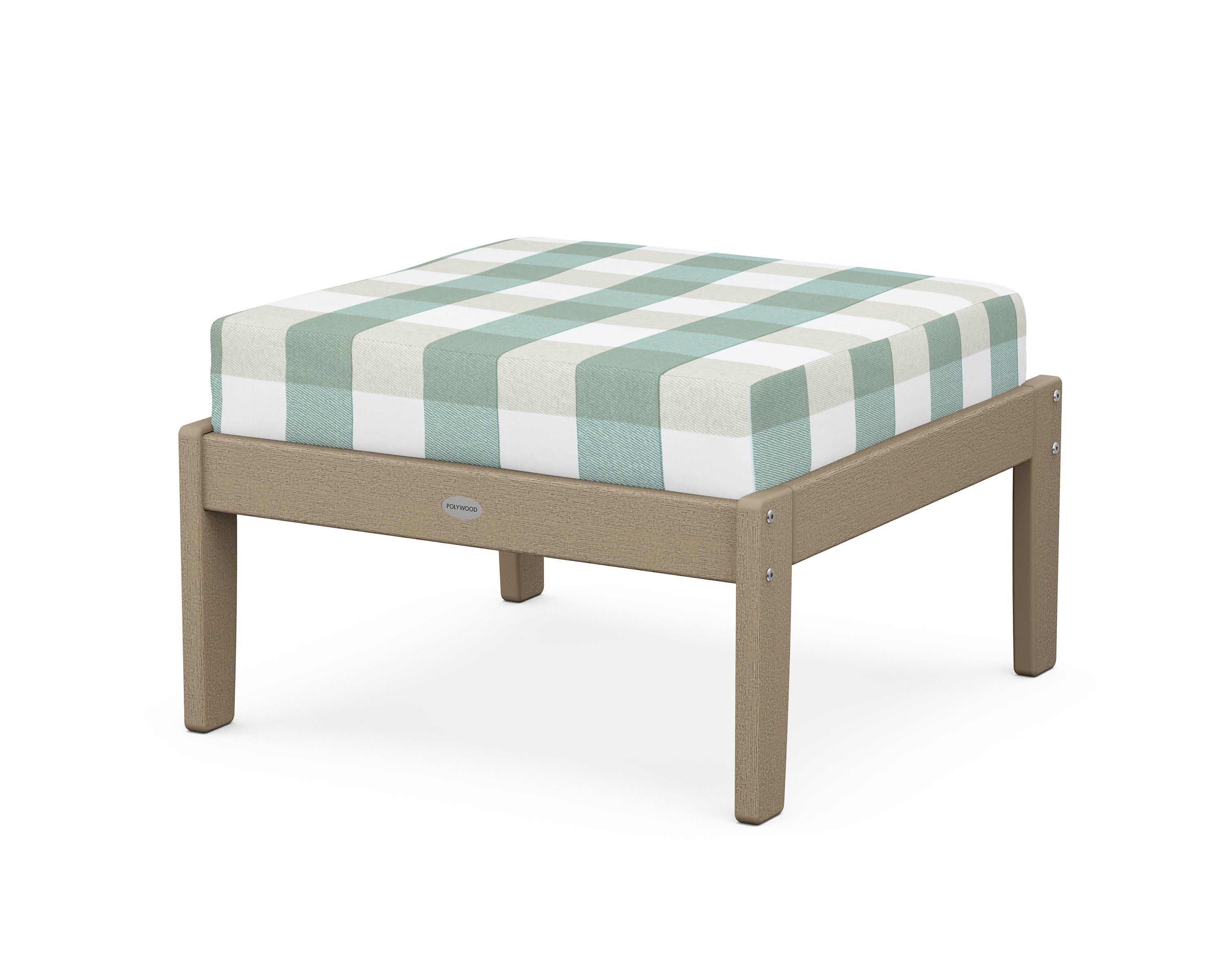 POLYWOOD® Braxton Deep Seating Ottoman in Vintage Sahara / Buffalo Plaid Glacier Spa