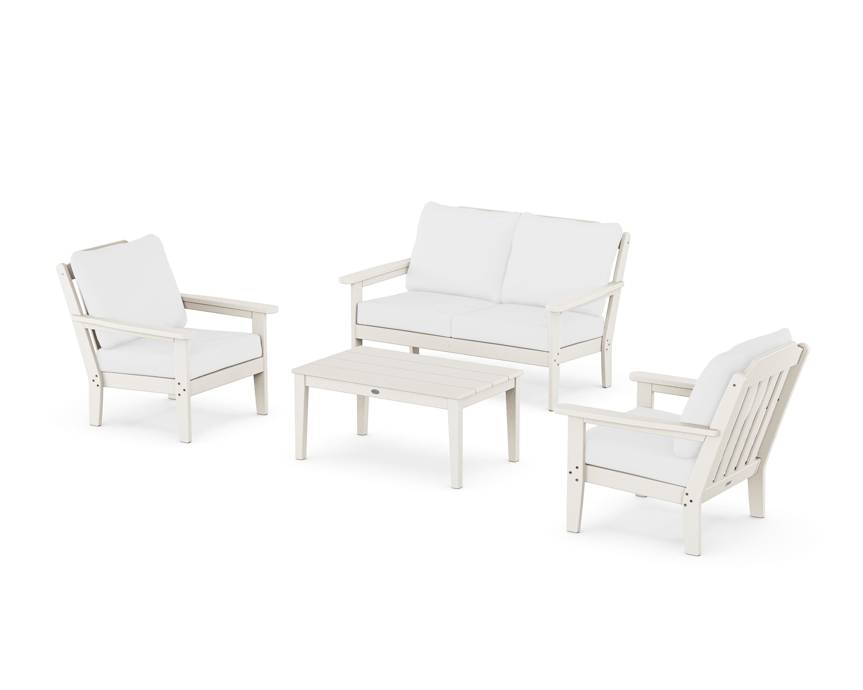 Country Living Cottage 4-Piece Deep Seating Set with Loveseat in Sand / Natural