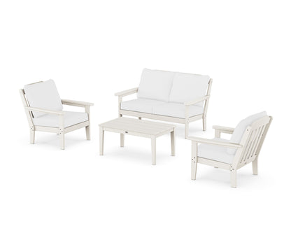Country Living Cottage 4-Piece Deep Seating Set with Loveseat in Sand / Natural