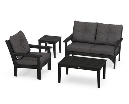 POLYWOOD® Vineyard 4-Piece Deep Seating Set in Black / Ash Charcoal