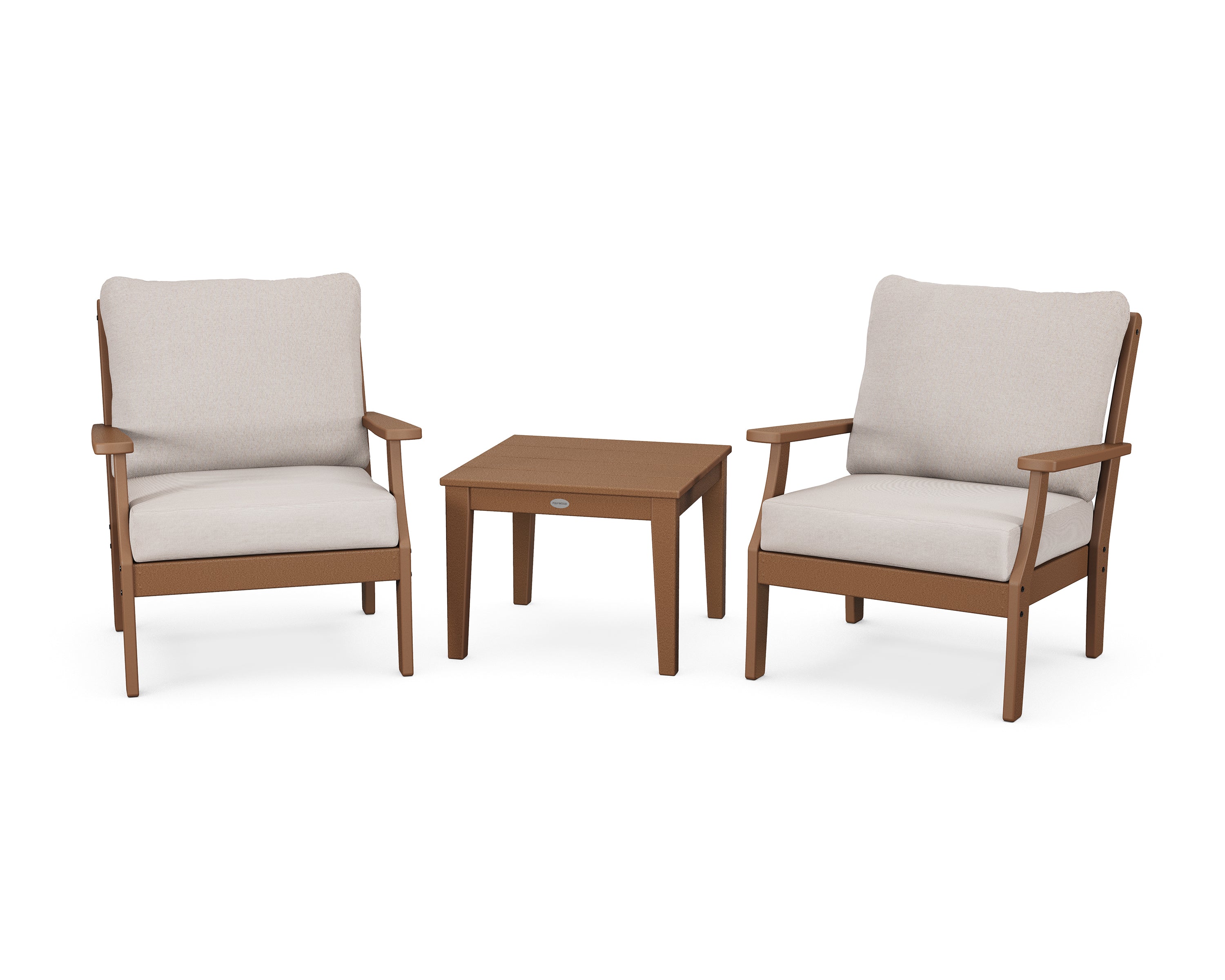 POLYWOOD® Braxton 3-Piece Deep Seating Set in Teak / Dune Burlap
