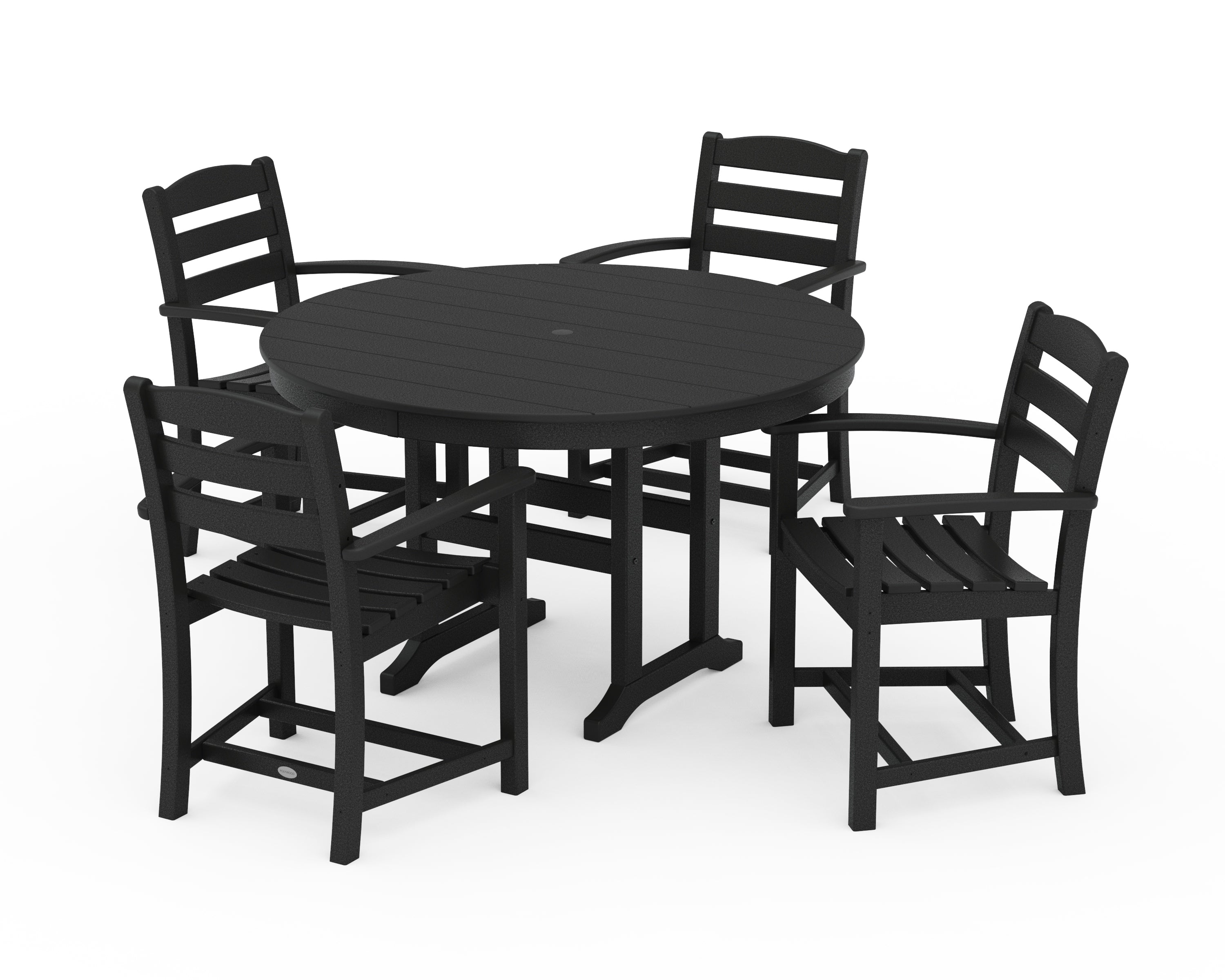 POLYWOOD® La Casa Café 5-Piece Round Farmhouse Dining Set in Black