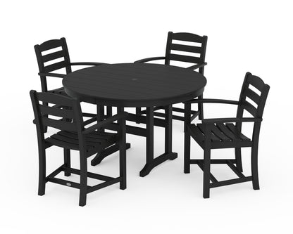 POLYWOOD® La Casa Café 5-Piece Round Farmhouse Dining Set in Black
