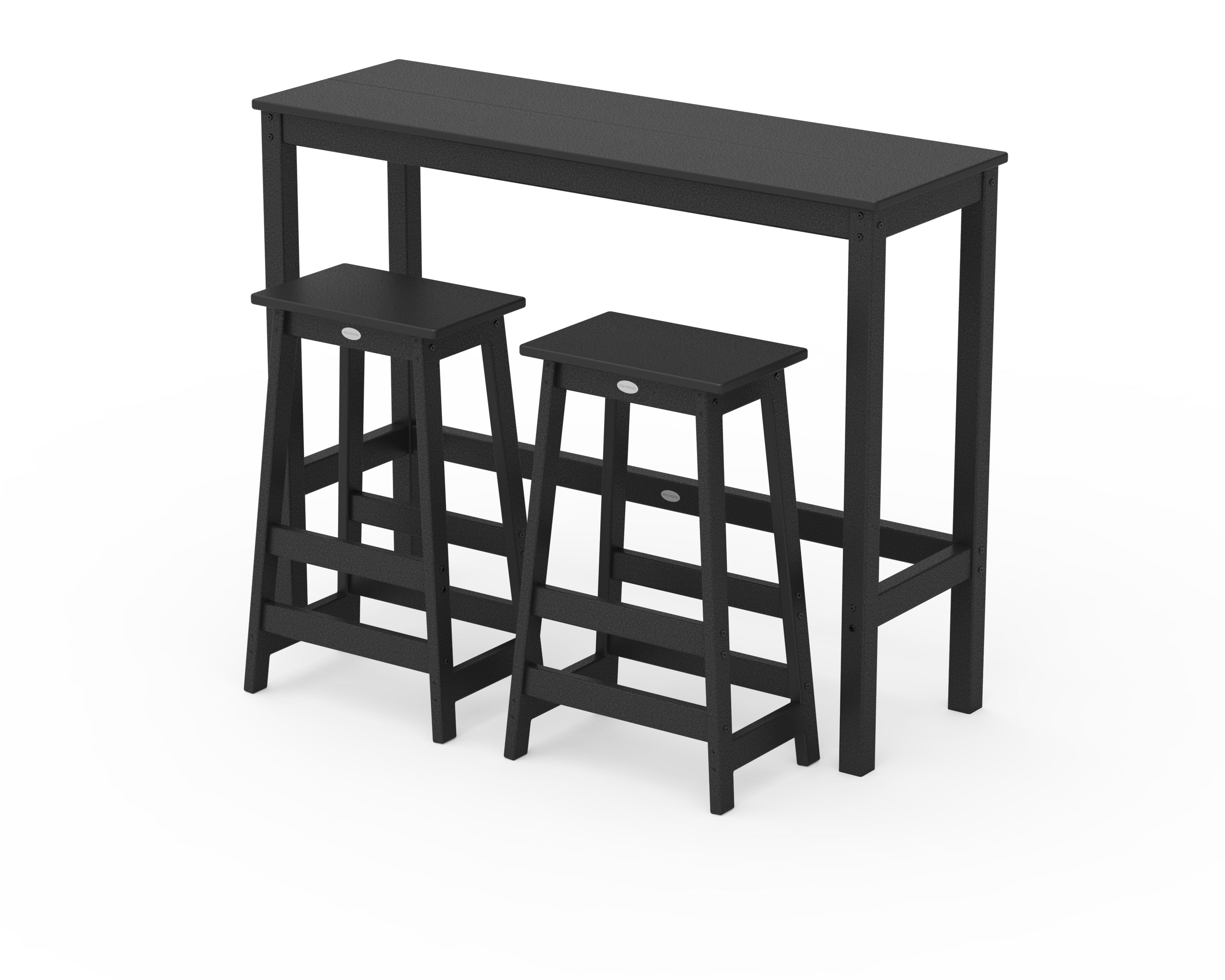 POLYWOOD® Modern Studio Stool 3-Piece Bar Balcony Set in Black