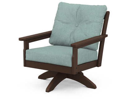 POLYWOOD® Vineyard Deep Seating Swivel Chair in Mahogany / Glacier Spa