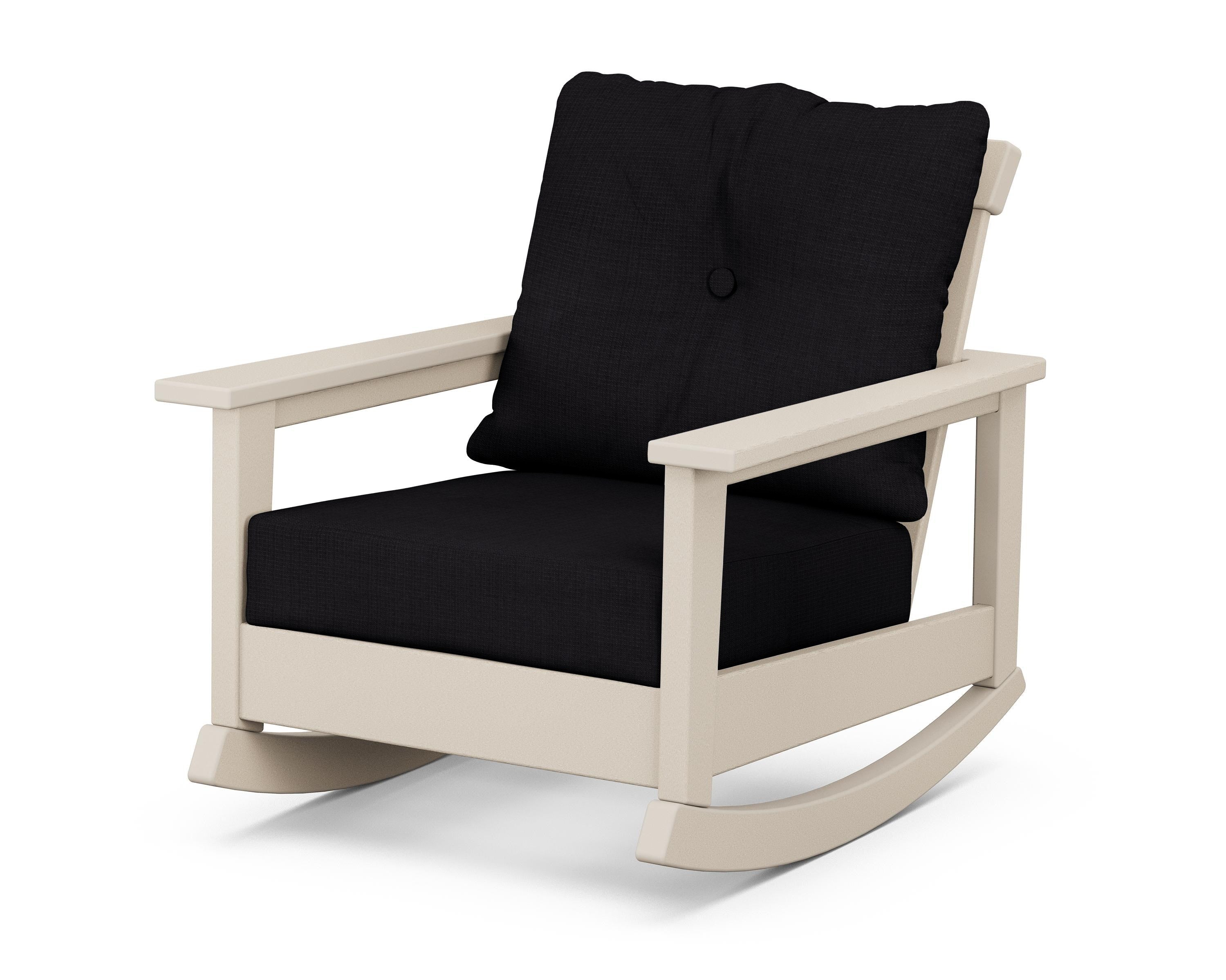 POLYWOOD® Prescott Deep Seating Rocking Chair in Sand / Midnight Linen