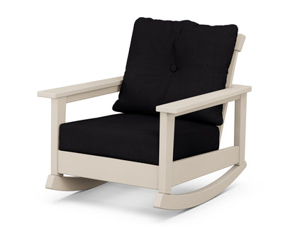 POLYWOOD® Prescott Deep Seating Rocking Chair in Sand / Midnight Linen