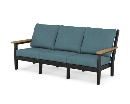 POLYWOOD® Chippendale Deep Seating Sofa in Black / Natural / Ocean Teal
