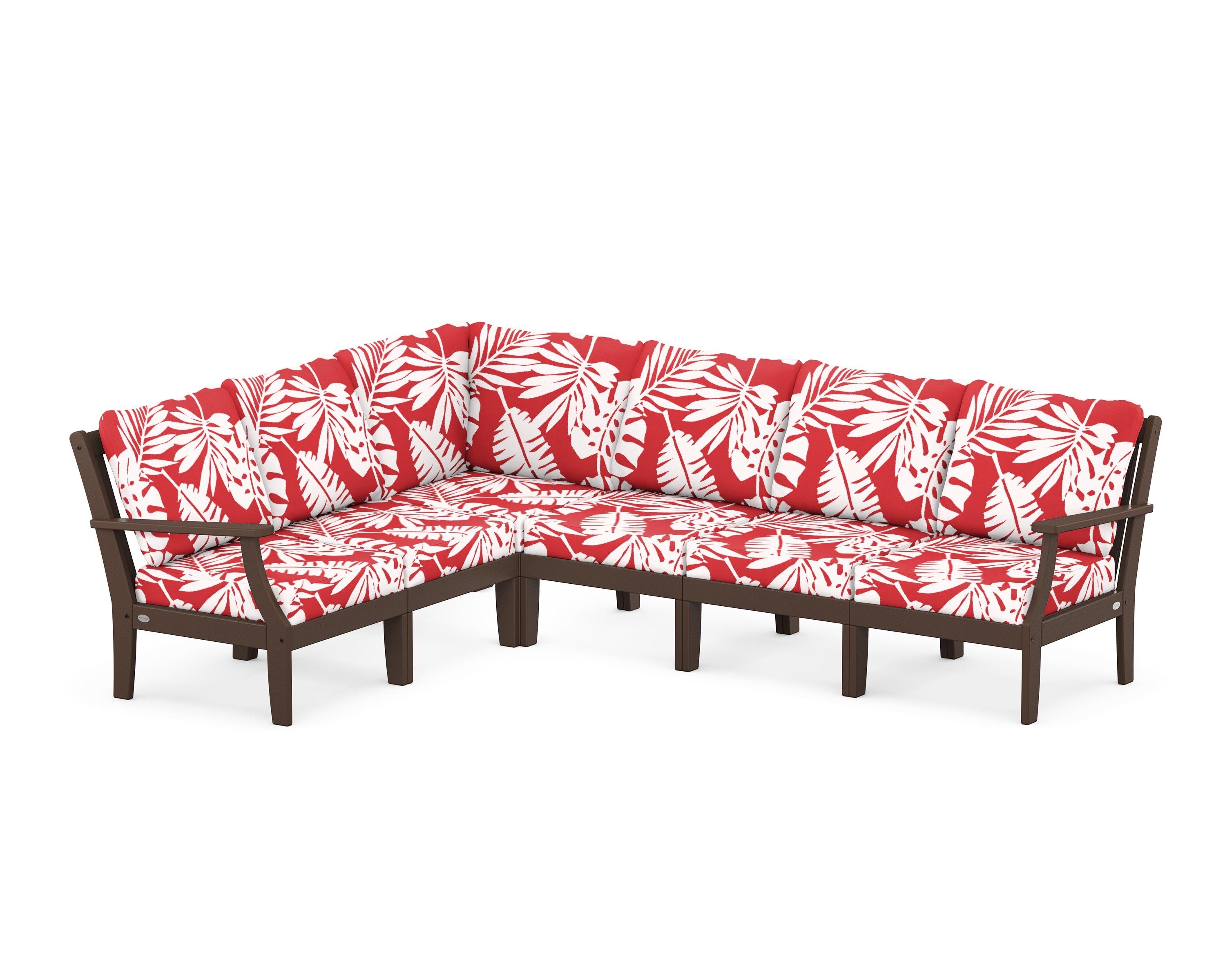 POLYWOOD® Braxton Modular 6-Piece Deep Seating Set in Mahogany / Leaf Crimson