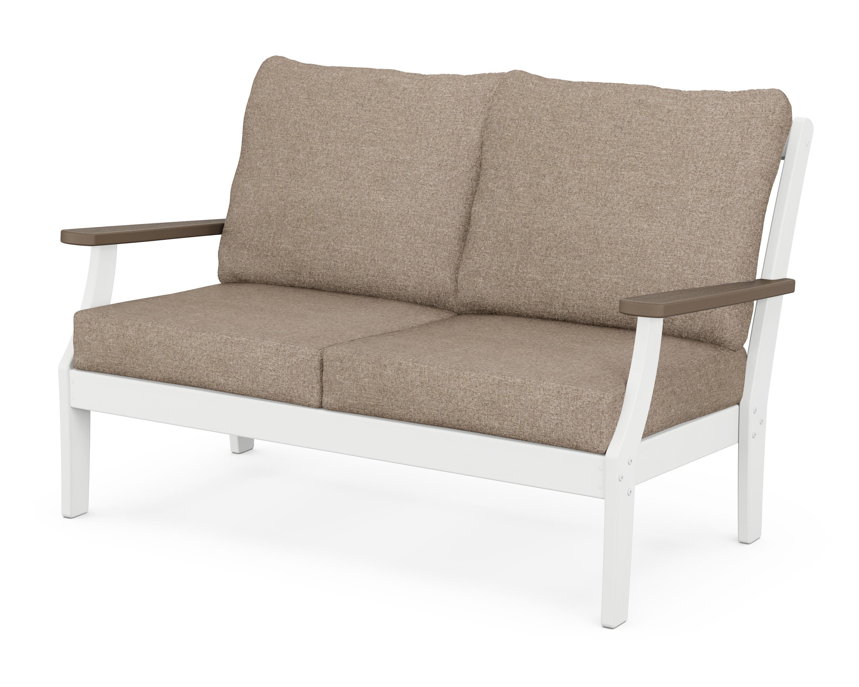 POLYWOOD® Braxton Deep Seating Loveseat in White / Kona / Spiced Burlap