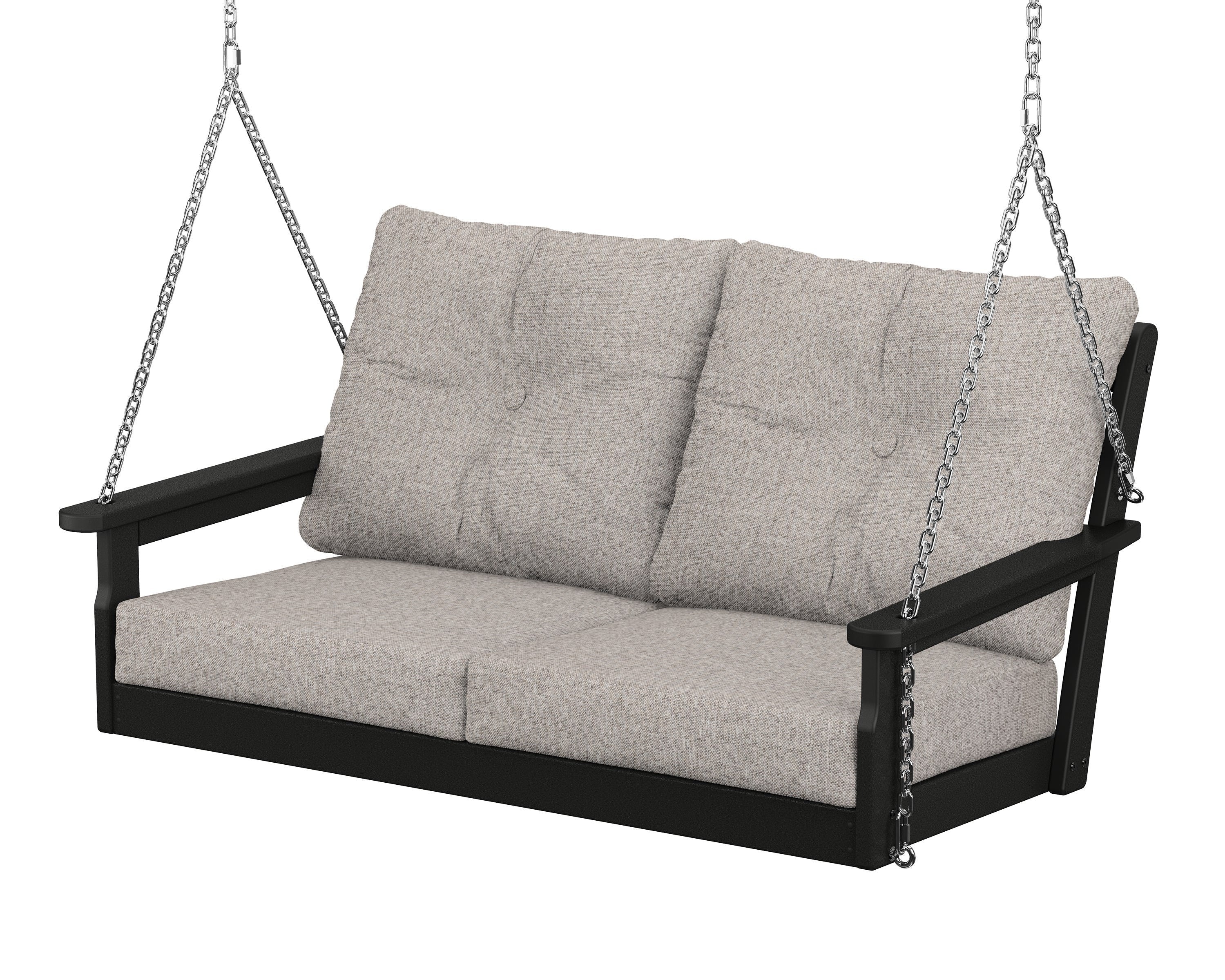 POLYWOOD® Vineyard Deep Seating Swing in Black / Weathered Tweed