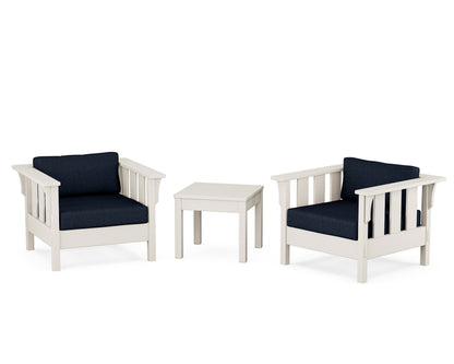 Martha Stewart by POLYWOOD® Acadia 3-Piece Deep Seating Set in Sand / Marine Indigo