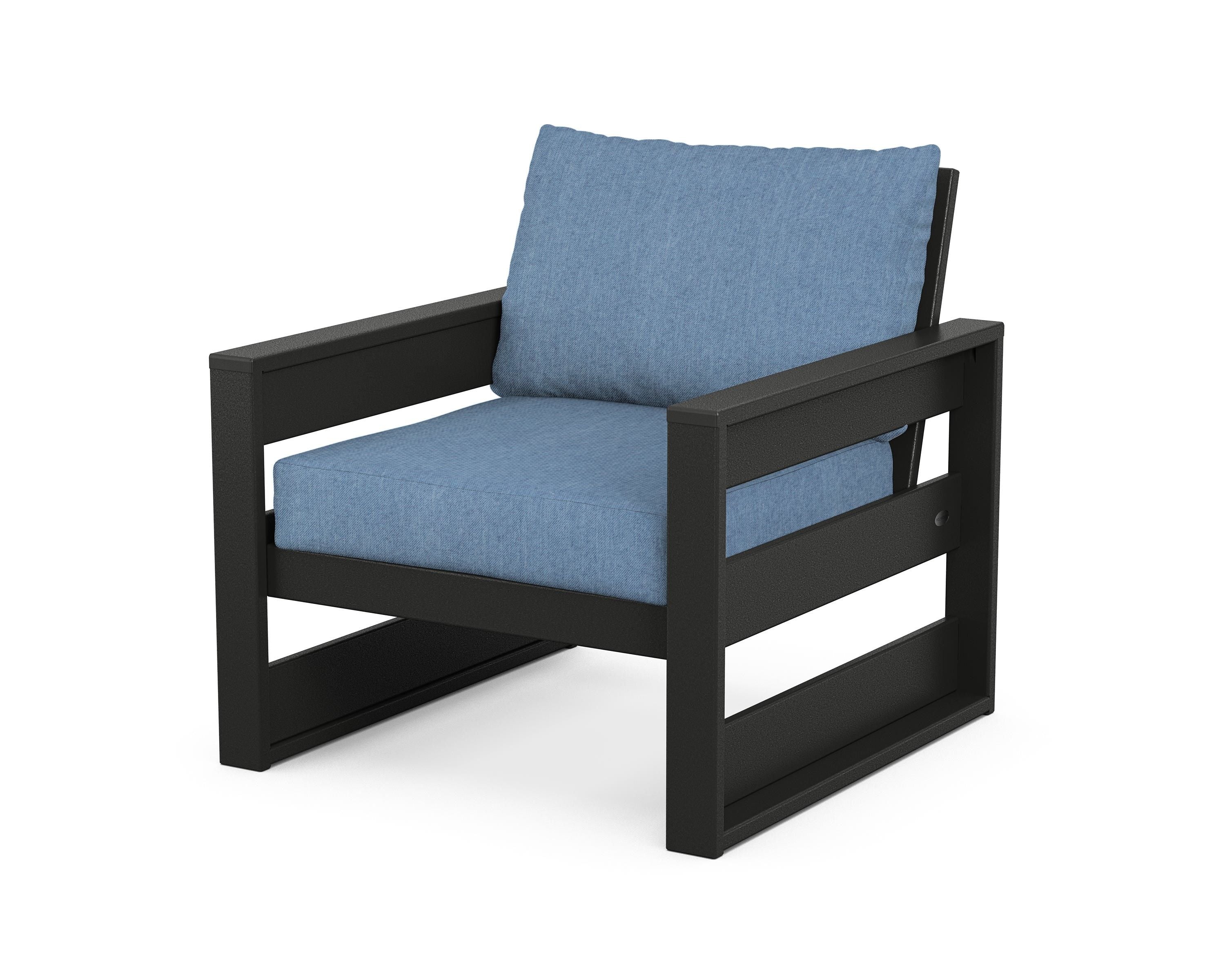 POLYWOOD® Westport Club Chair in Black / Sky Blue