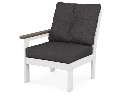 POLYWOOD® Vineyard Modular Left Arm Chair in White / Kona / Ash Charcoal