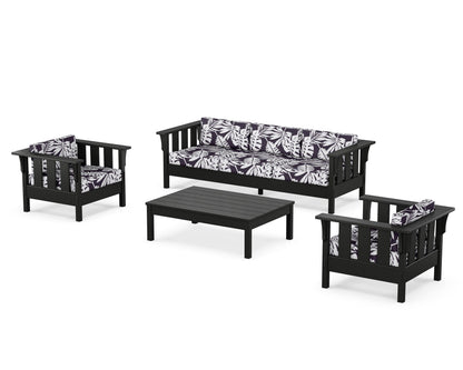 Martha Stewart by POLYWOOD® Acadia 4-Piece Deep Seating Set with Sofa in Black / Leaf Navy