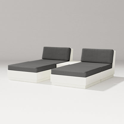 PW Designer Series Elevate Double Chaise Set in Vintage White / Spectrum Carbon