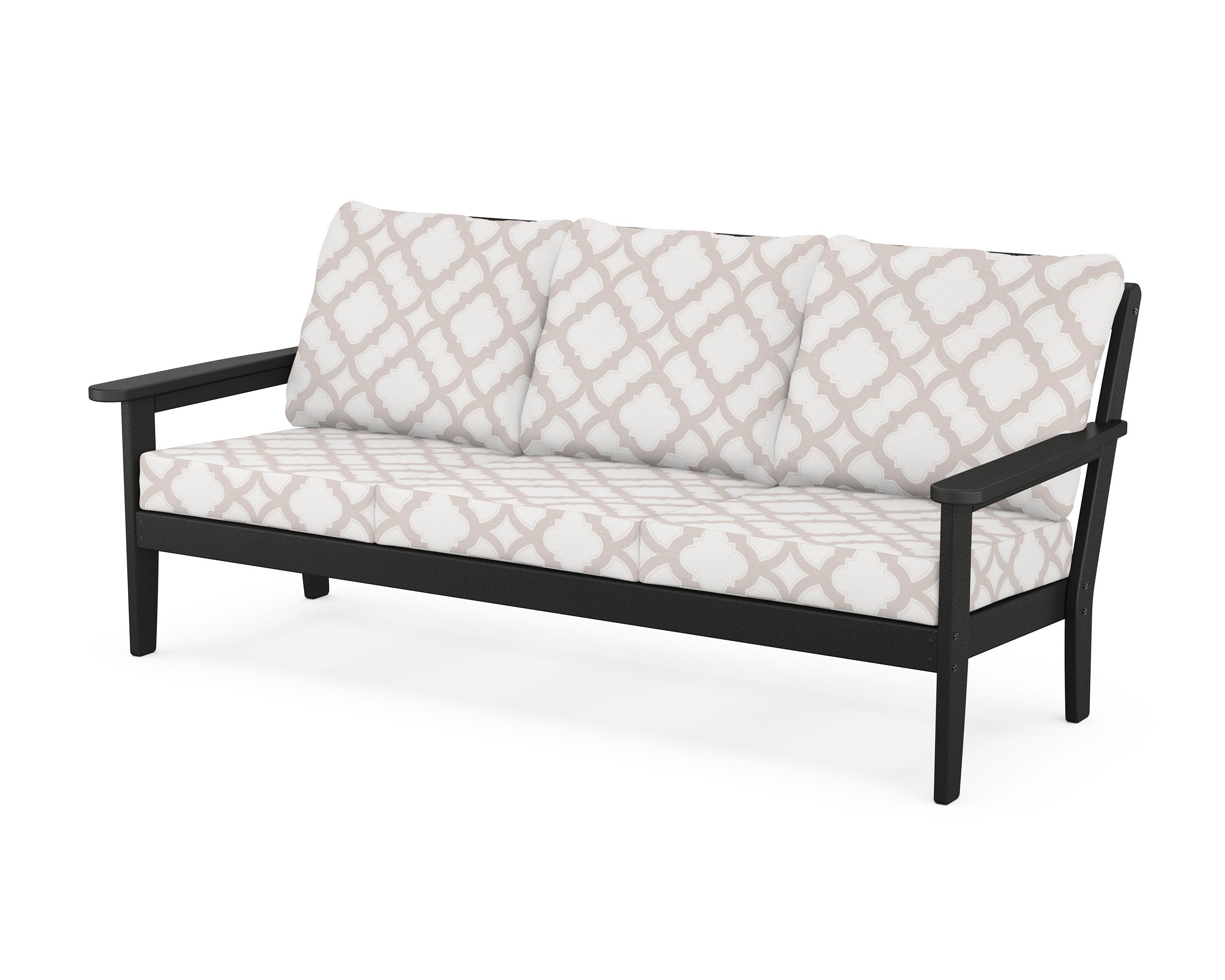 Country Living Cottage Deep Seating Sofa in Black / Trellis Dune Burlap